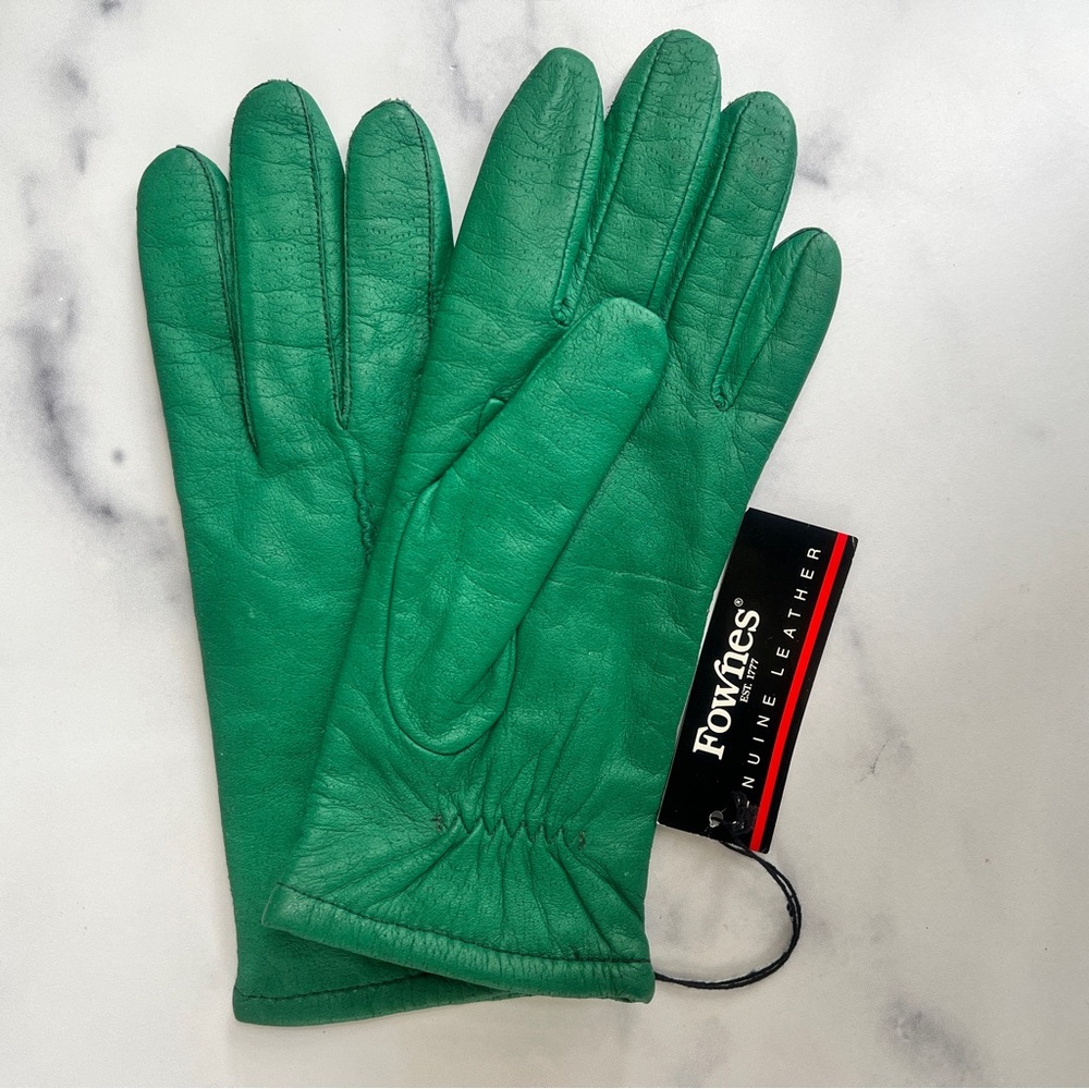 NWT Fownes Brothers Women's Genuine Leather Gloves, Emerald, Size 7